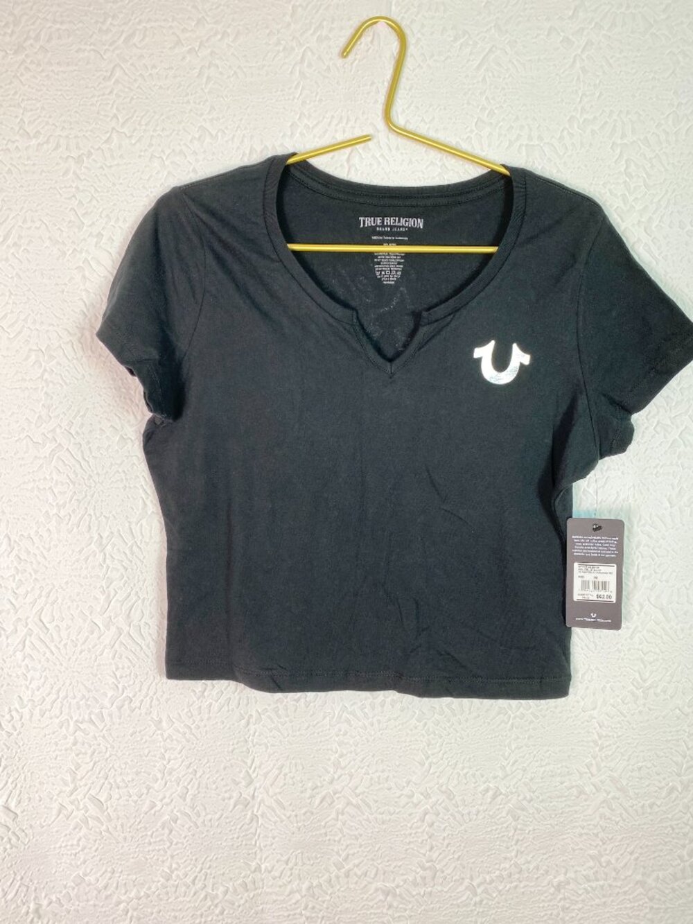 True Religion Tiger Relax Shrunken Tee Black Graphic Crop Top NWT Medium - Picture 2 of 4